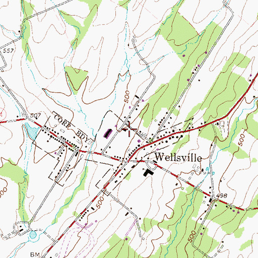 Topographic Map of Wellsville Fire Company Station 66, PA