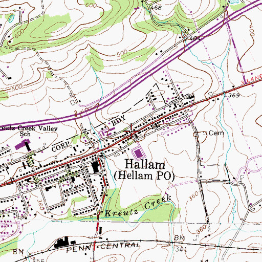 Topographic Map of Hellam Fire Company Station 21, PA