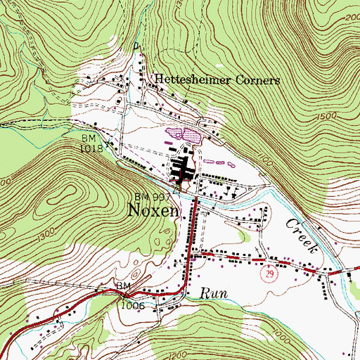 Topographic Map of Noxen Volunteer Fire Company, PA