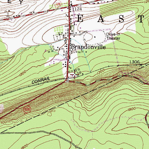 Topographic Map of Citizens Fire Company Brandonville, PA