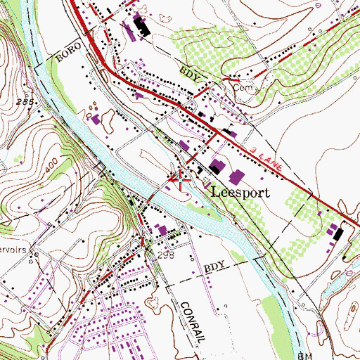 Topographic Map of Union Fire Company 1 Station 37, PA