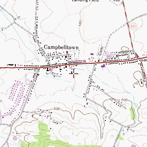 Topographic Map of Campbelltown Volunteer Fire Company Station 2, PA