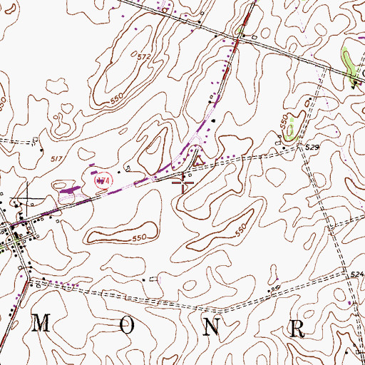 Topographic Map of Monroe Fire Company Station 25, PA