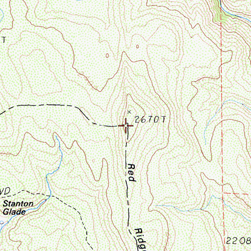 Topographic Map of Red Ridge, CA