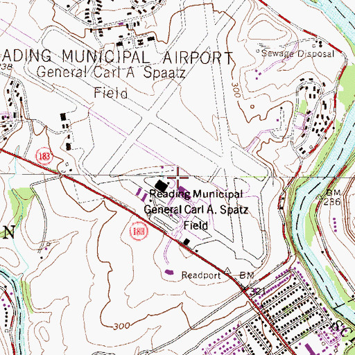 Topographic Map of Reading Airport Fire Brigade, PA