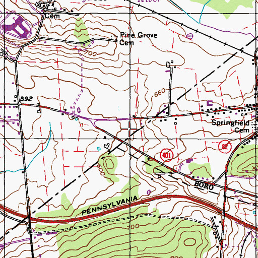 Topographic Map of Twin Valley Fire Department Station 69, PA