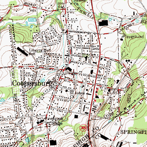 Topographic Map of Coopersburg Fire Company Station 4, PA