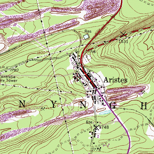 Topographic Map of Aristes Fire Company Station 350, PA