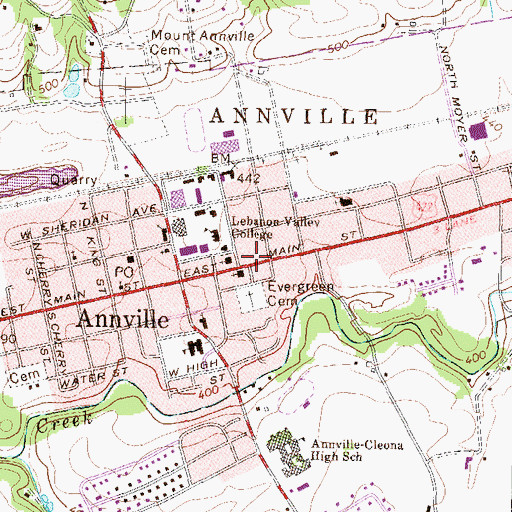 Topographic Map of Annville Cleona Fire District Station 58, PA