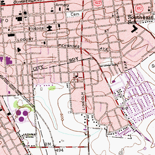 Topographic Map of Friendship Fire Company Station 25, PA