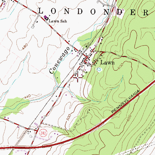 Topographic Map of Lawn Fire Company and Ambulance Station 3, PA