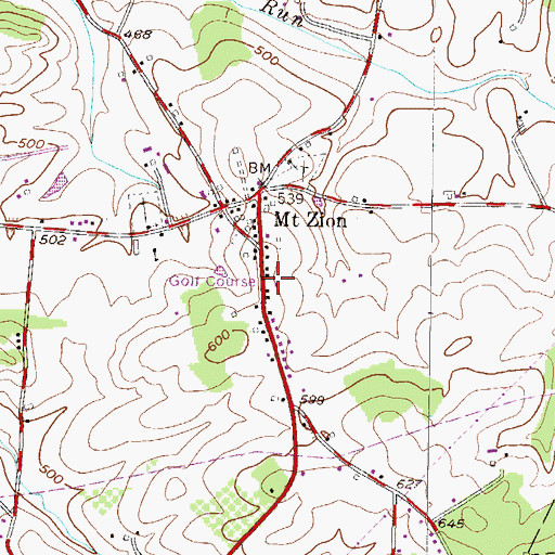 Topographic Map of Mount Zion Community Fire Company Station 40, PA