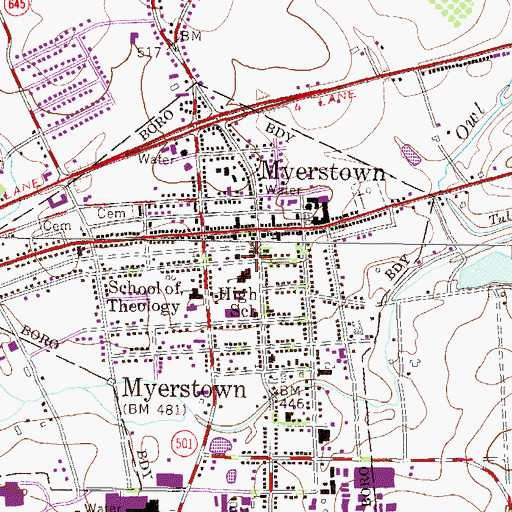 Topographic Map of Keystone Hook and Ladder Company 1 Station 31, PA