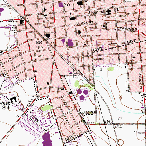 Topographic Map of Lebanon Fire Department Station 1, PA