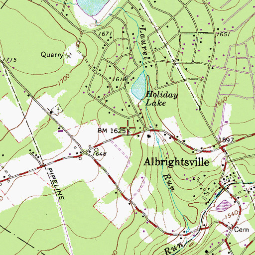 Topographic Map of Albrightsville Volunteer Fire Company District 16, PA