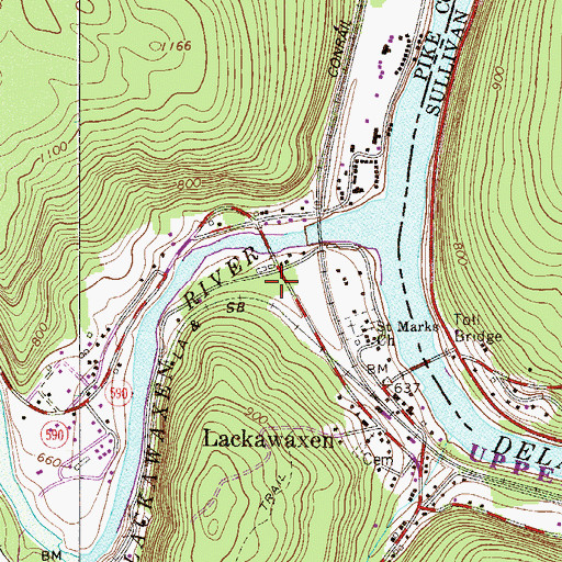 Topographic Map of Lackawaxen Township Volunteer Fire Department, PA