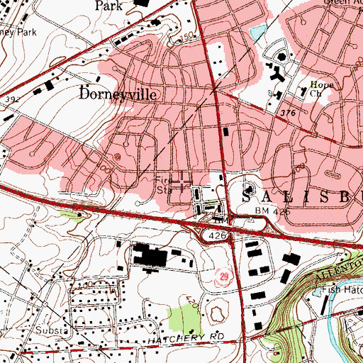 Topographic Map of Western Salisbury Volunteer Fire Company Station 31, PA