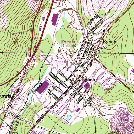Topographic Map of Eynon Hose Company Station 33, PA