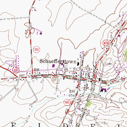 Topographic Map of Schaefferstown Volunteer Fire Company Station 35, PA