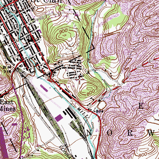 Topographic Map of East Norwegian Township Fire Department District 8 Station 1, PA
