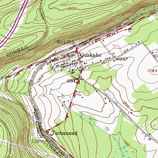 Topographic Map of Quakake Volunteer Fire Company District 25 Station 2, PA