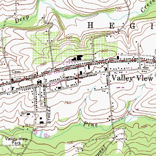 Topographic Map of Valley View Fire Company District 13 Station 2, PA