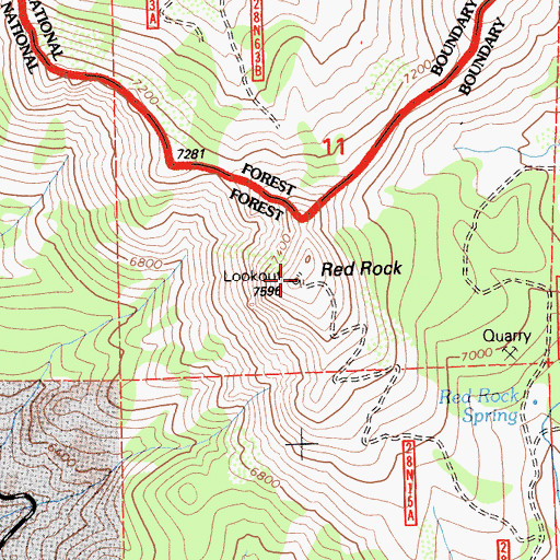 Topographic Map of Red Rock, CA