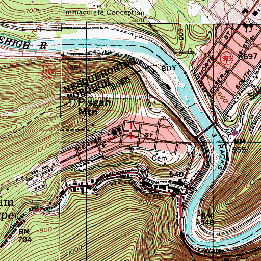 Topographic Map of Diligent Fire Company District 11, PA