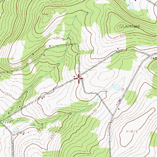 Topographic Map of Litchfield Township Volunteer Fire Company Station 26, PA