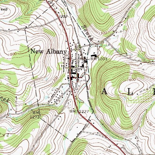 Topographic Map of New Albany Volunteer Fire Company Station 8, PA