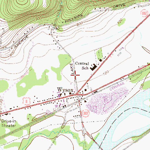 Topographic Map of Wysox Volunteer Fire Company Station 21, PA