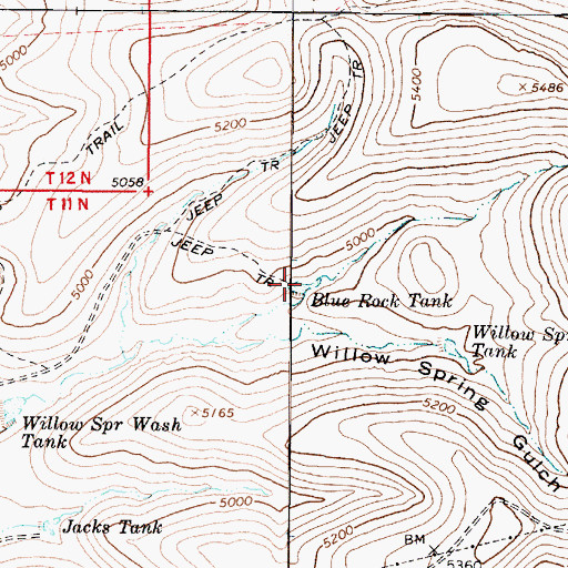 Topographic Map of Blue Rock Tank, AZ