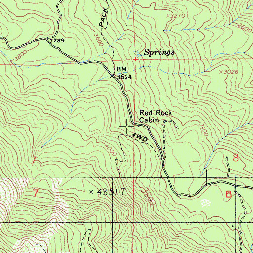 Topographic Map of Red Rock Cabin, CA