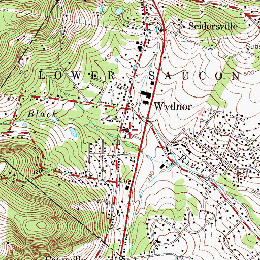 Topographic Map of Seidersville - Wydnor - Colesville Fire Company, PA