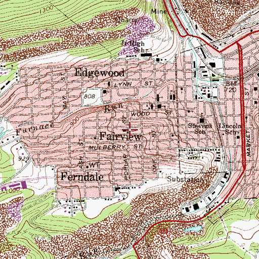 Topographic Map of Coal Township Fire Department - Fairview Fire Company and Emergency Medical Services Station 140, PA