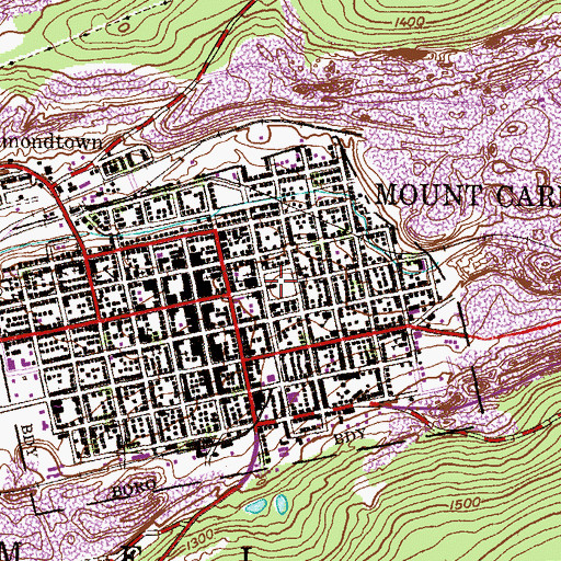 Topographic Map of Anthracite Steam Fire Company 1 Station 2, PA