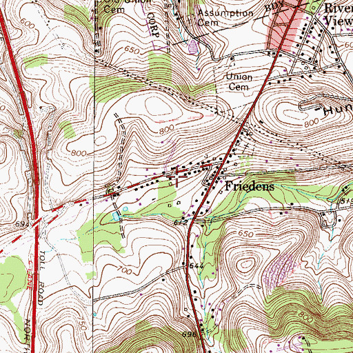 Topographic Map of Friedens Fire Company Station 9, PA