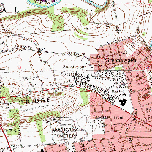 Topographic Map of Greenawalds Fire and Rescue Station 11, PA