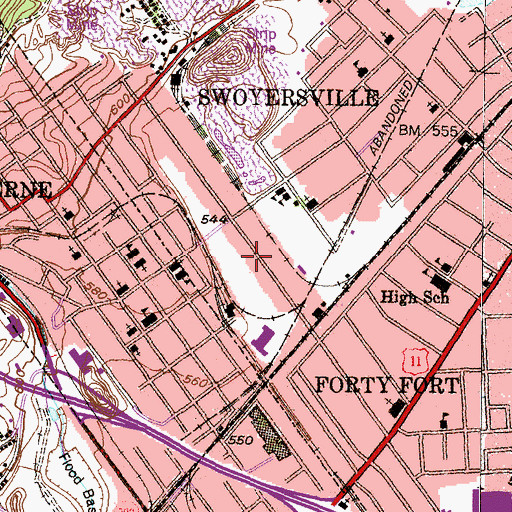 Topographic Map of Swoyersville Volunteer Hose Company 2, PA