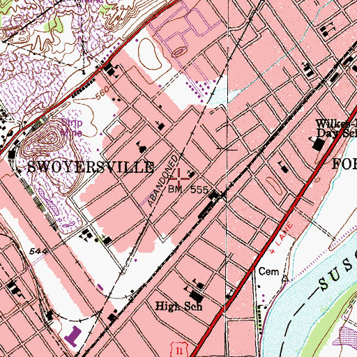Topographic Map of Swoyersville Volunteer Hose Company 1, PA