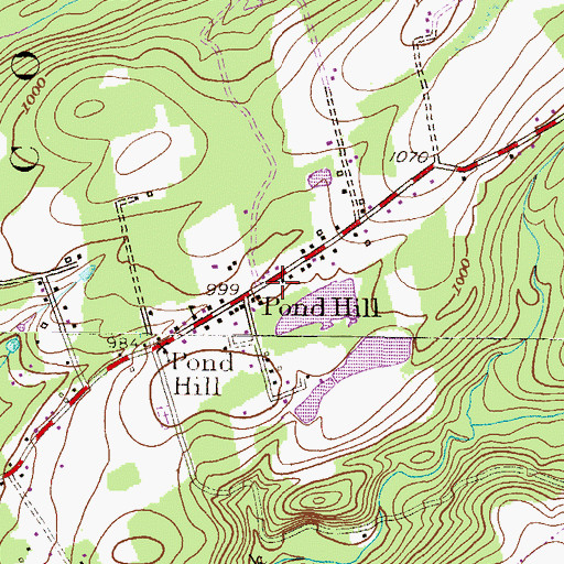 Topographic Map of Pond Hill Lily Lake Volunteer Fire Company Station 218, PA