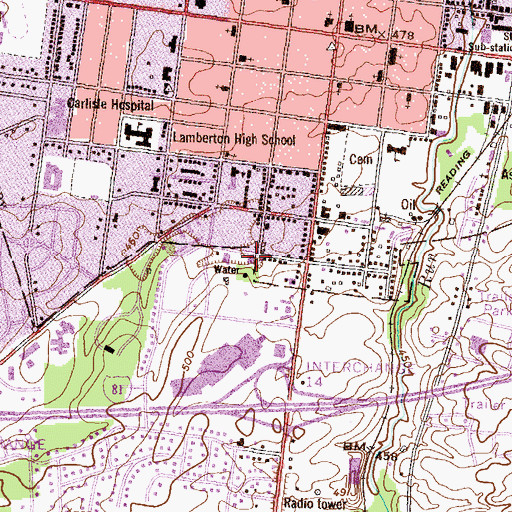 Topographic Map of Cumberland Goodwill Fire Rescue and Emergency Medical Services Station 40, PA