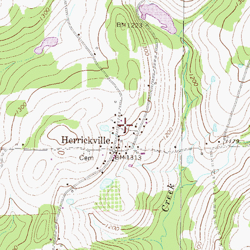 Topographic Map of Herrickville Volunteer Fire Department 4, PA