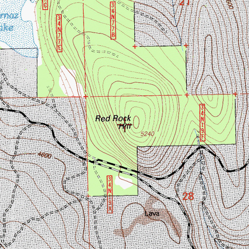 Topographic Map of Red Rock Hill, CA