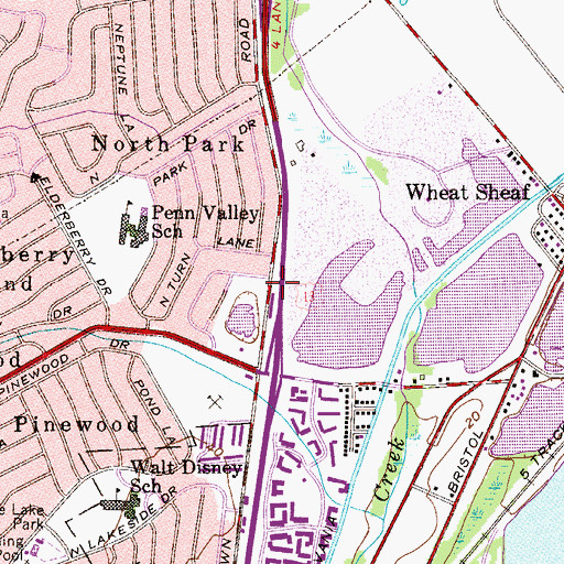 Topographic Map of Levittown Fire Company Station 32, PA