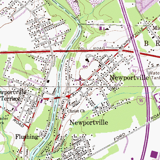 Topographic Map of Newportville Fire Company Station 12, PA