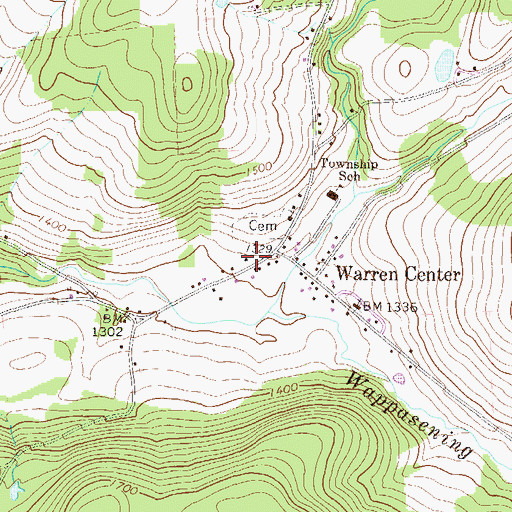 Topographic Map of Warren Township Volunteer Fire Department Station 18, PA