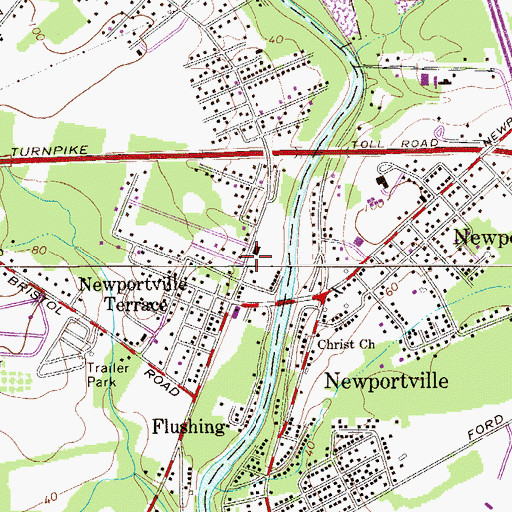 Topographic Map of Newport Fire Company Station 44, PA