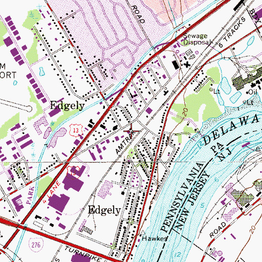 Topographic Map of Edgely Fire Company Station 10, PA