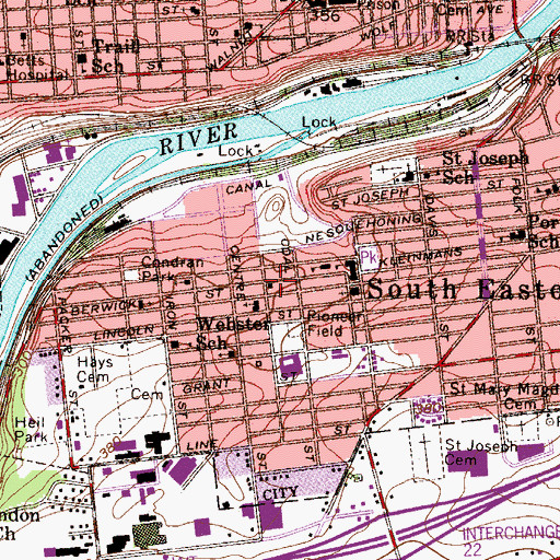 Topographic Map of Easton Fire Department Station 3, PA